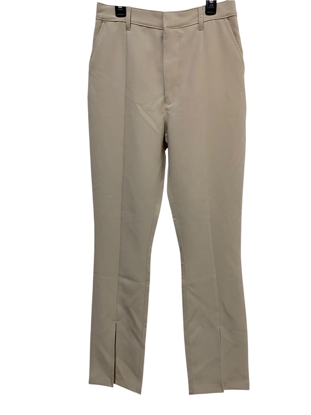 Abercrombie & Fitch Beige Straight-Leg Trousers with Ankle Slits Size 4/27 NEW